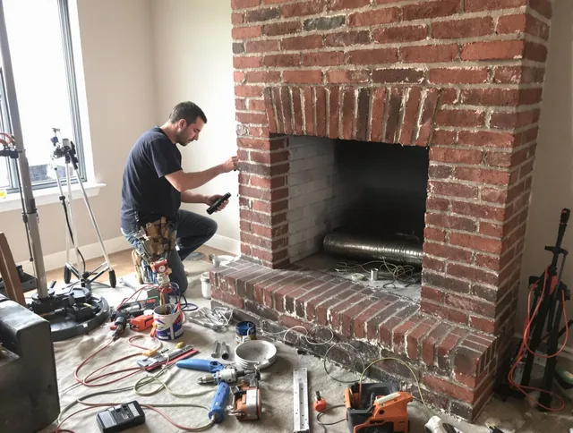 East Lyme Chimney Sweep specialist finalizing chimney liner service in East Lyme, CT