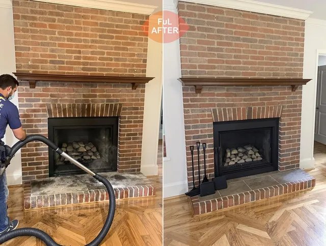 East Lyme Chimney Sweep carefully sanitizing a fireplace in East Lyme, CT