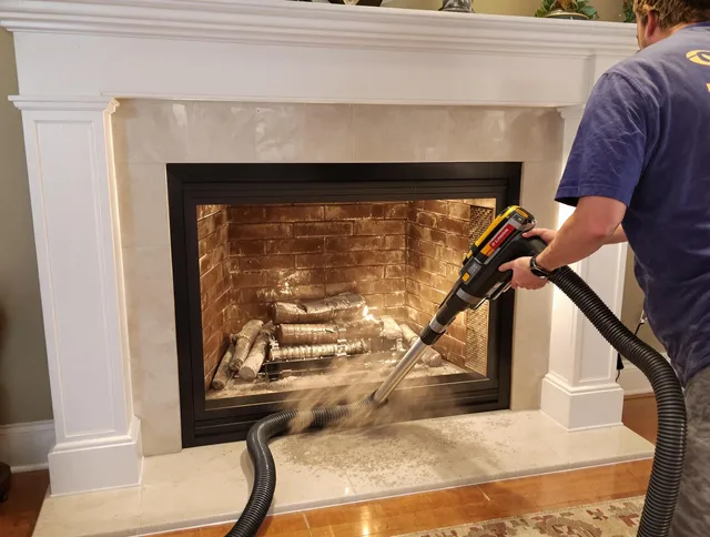 Fireplace cleaning performed by East Lyme Chimney Sweep in East Lyme, CT